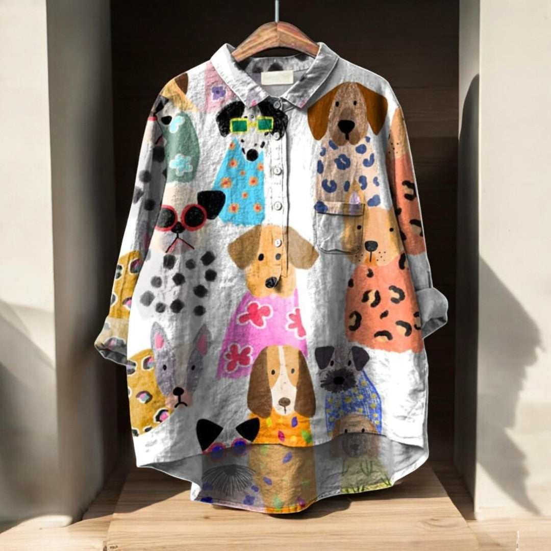 Maria | Blouse Femme Exclusive avec Imprimé Chiens