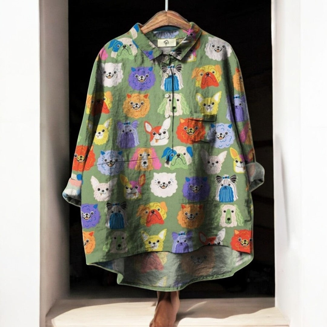 Maria | Blouse Femme Exclusive avec Imprimé Chiens
